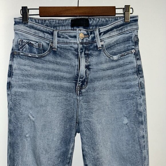 Buckle Black Light Blue Fit No 75 High Rise Shaping Distressed Bootcut Jeans 28 - Picture 3 of 11